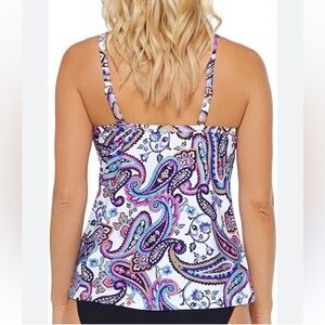 Island Escape Women Multicolor Paisley Swim Tankini Top Size US 12